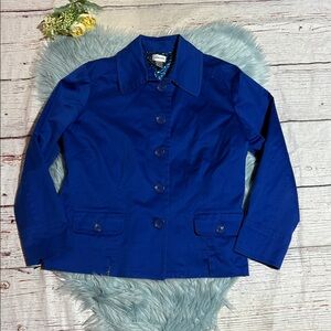 Chico's Cobalt Blue Cotton Button-Up Blazer Jacket sz XL